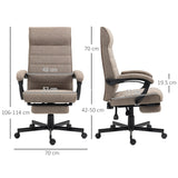 Vinsetto Office Chair, Computer Desk Chair, Fabric Swivel Chair with Adjustable Height and Rolling Wheels for Home Office Work Study, Brown