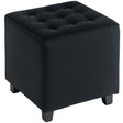 HOMCOM Velvet-Feel Square Ottoman - Grey