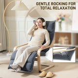 HOMCOM Curved Wooden Accent Chair, with Adjustable Footrest - Drak Grey