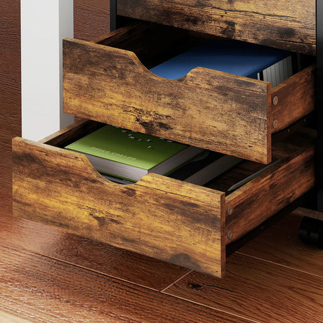 HOMCOM Five-Drawer Filing Cabinet - Rustic Brown