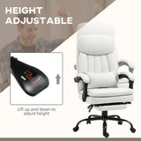 Vinsetto Office Chair, Ergonomic Desk Chair with 6-Point Vibration Massage and Lumbar Heating, Computer Chair with Lumbar Support Pillow, 155 Reclining Back and Footrest, Cream White