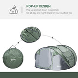 Outsunny 4-5 Person Pop-up Camping Tent Family Tent w/ 2 Mesh Windows & PVC Windows Portable Carry Bag for Outdoor Trip, Dark Green