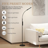 HOMCOM LED Floor Lamp, Standing Lamp with Remote & Touch Control, Stepless Dimmable Colours Temperature & Brightness, 360 Adjustable Gooseneck, 1 Hour Timer, Memory Function for Living Room, Black