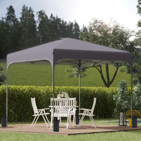 Outsunny 3 x 3(M) Pop Up Gazebo, UPF 50+ Foldable Canopy Tent with Wheeled Carrybag, 4 Leg Weight Bags, Height Adjustable Marquee Shelter 1 person easy setup for Outdoor Garden Patio Party, Dark Grey