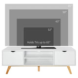 HOMCOM TV Stand Cabinet for TVs up to 65", Media Unit w/Wood Legs Storage Shelves Entertainment Center Modern Living Room Home Furniture White