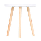 HOMCOM Coffee Table, Carved Floral Round Table with Tray-style Top and Wood Legs, Modern Side Table for Living Room, Set of 2, White
