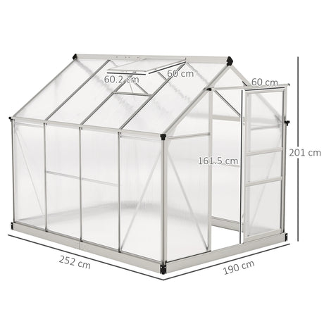 Outsunny 6 x 8ft Walk-In Greenhouse, with Sliding Door - Clear