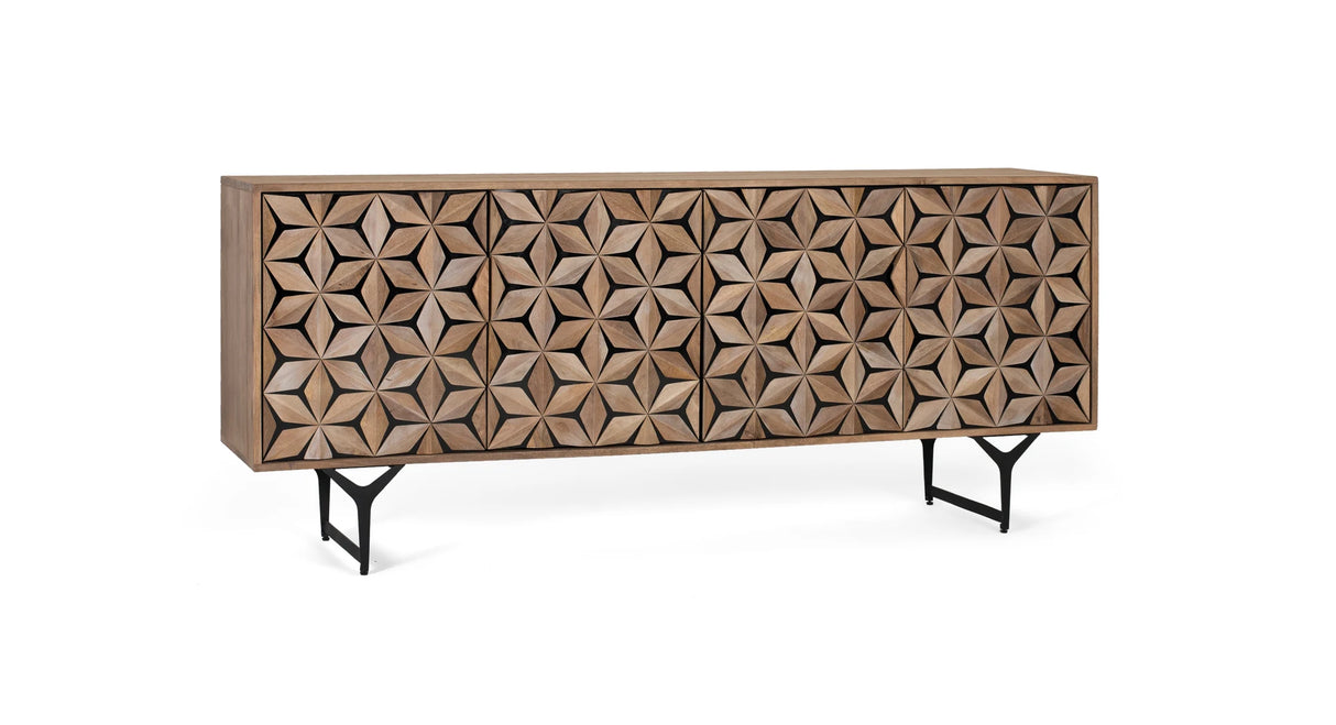 Giner and Colomer  Mango Wood Sideboard With Metal Accents