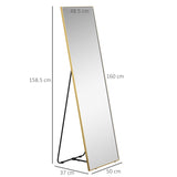 HOMCOM Full Length Mirror Wall-Mounted, 160 x 50 cm Freestanding Rectangle Dressing Mirror for Bedroom, Living Room, Gold Frame