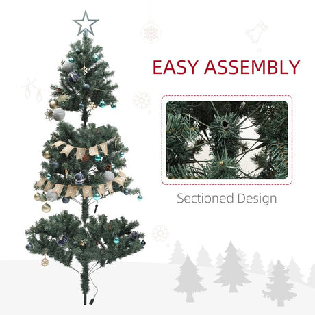 HOMCOM 6ft Pre-Lit Xmas Tree with Decorations, Green, Blue and Warm White