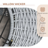 PawHut Wicker Pet Carrier Basket Cat Kitten Bed Portable Travel Cage w/ Soft Cushion Handle Grey 50 x 40 x 40 cm