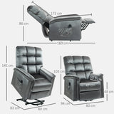HOMCOM Velvet-Feel Electric Lift Recliner Chair - Dark Grey