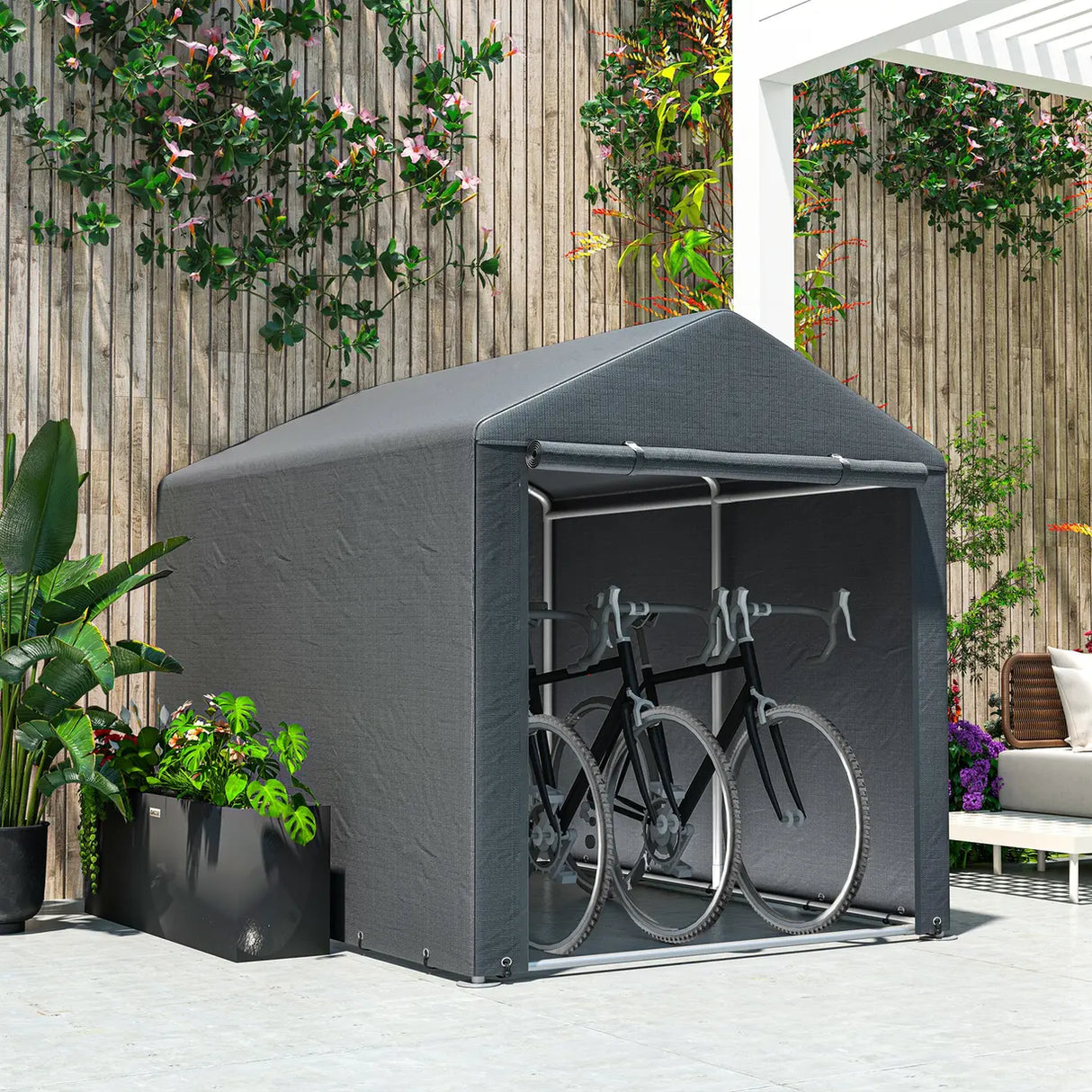 Outsunny 2.2 x 1.6 m Outdoor Storage Tent, with Accessories - Dark Grey
