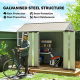 Outsunny 8 x 6 ft Galvanised Garden Shed, Outsoor Metal Storage Shed with Double Doors Window Air Vents for Patio, Lawn, Grey