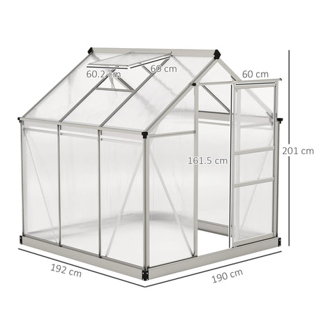 Outsunny 6 x 6ft Polycarbonate Greenhouse - Clear