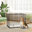 PawHut Foldable Dog Crate with 2 Doors with Tray, Soft Cushion, for Large Medium Dogs, 90 x 58 x 62, Black