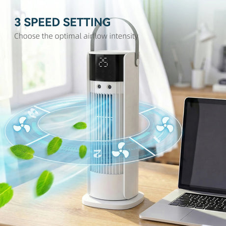 HOMCOM Tower Fan for Bedroom, 16 Inch Mist Desktop Fan with DC Motor, 3 Speeds, 90 Oscillation, 10H Timer, for Home Office