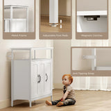HOMCOM Industrial Kitchen Sideboard with Open Shelf, 2 Cabinets, Adjustable Shelves for Living Room, Dining Room, White