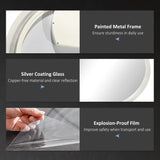 kleankin Round Bathroom Mirror with LED Lights, Wall-Mounted Dimmable Makeup Mirror with 3 Temperature Colours, Defogging Film, Memory Function, Hardwired, 70 x 70 cm