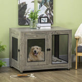 PawHut 2-in-1 Dog Cage & Side Table, with Two Doors, Cushion, for Large Dogs