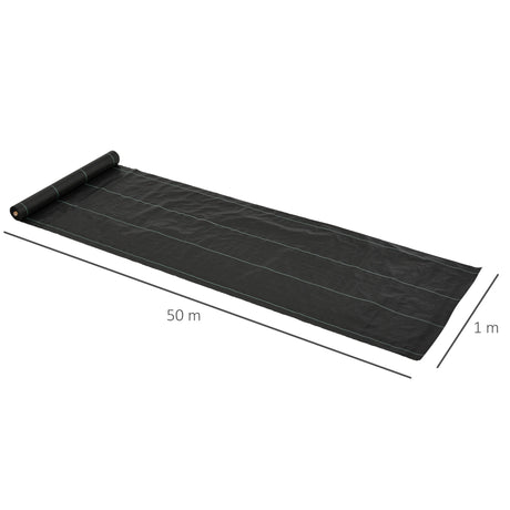 Outsunny 1m x 50m Weed Control Membrane, Heavy Duty Weed Control Barrier Fabric, 90gsm Ground Cover for Patios, Garden, Flower beds, Landscaping