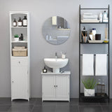 HOMCOM Under Sink Bathroom Storage Cabinet 2 Layers Vanity Unit Wooden - White
