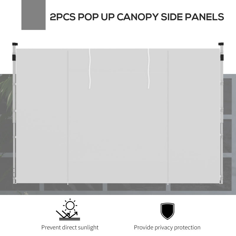 Outsunny Gazebo Side Panels, 2 Pack Sides Replacement, for 3x3(m) or 3x6m Pop Up Gazebo, with Windows and Doors, White