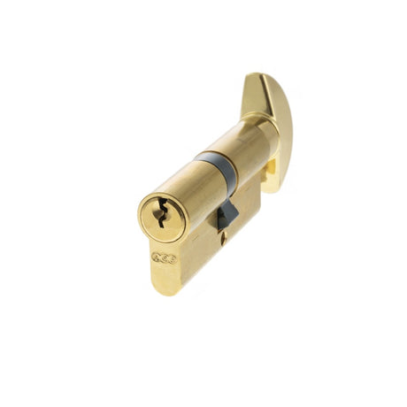 AGB Euro Profile 5 Pin Cylinder Key to Turn 35-35mm (70mm) - Polished Brass - Each