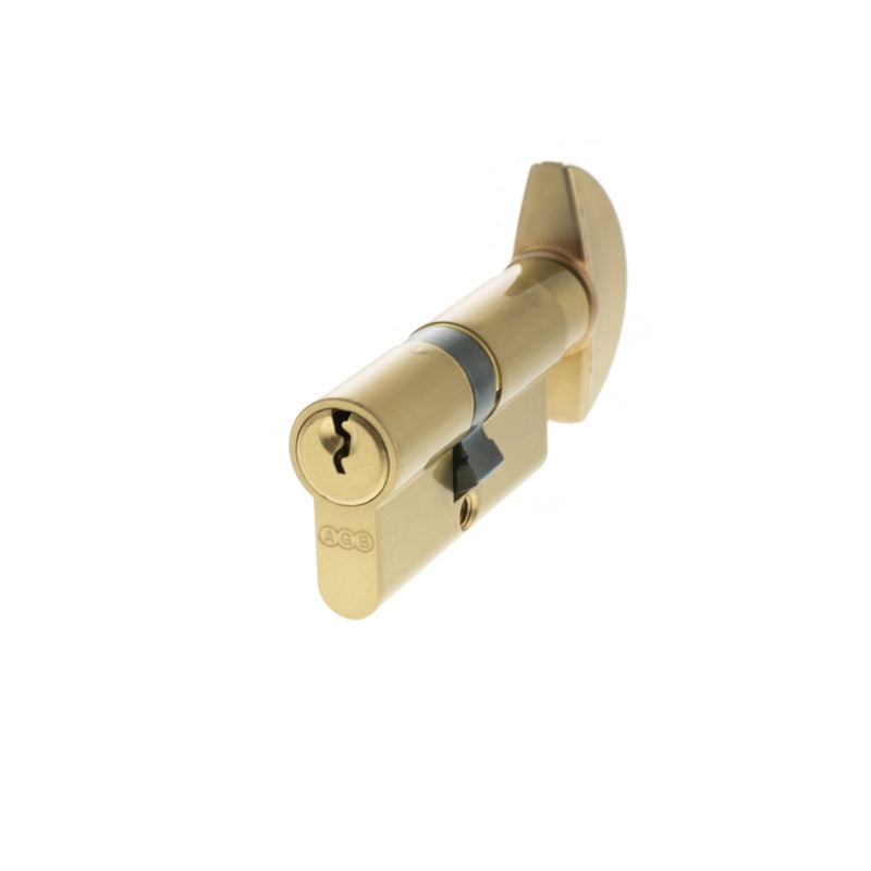 AGB Euro Profile 5 Pin Cylinder Key to Turn 30-30mm (60mm) - Satin Brass - Each