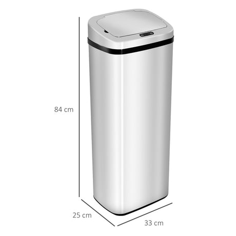 HOMCOM 50L Infrared Touchless Automatic Motion Sensor Dustbin Stainless Steel Trash Can Home Office