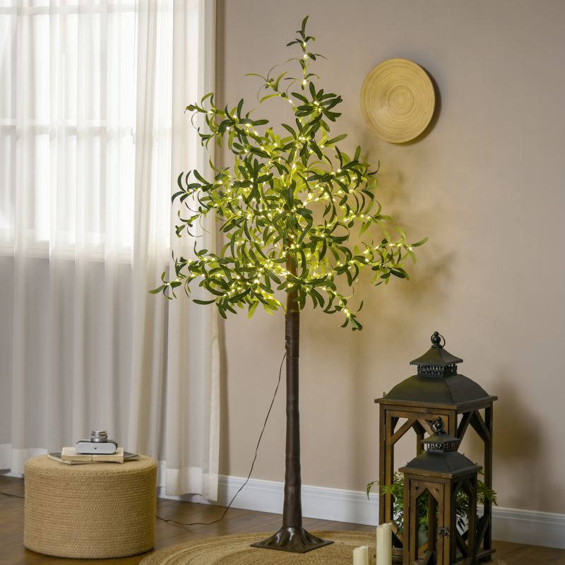 HOMCOM 300 LED Light Decorative Artificial Olive Tree - Green