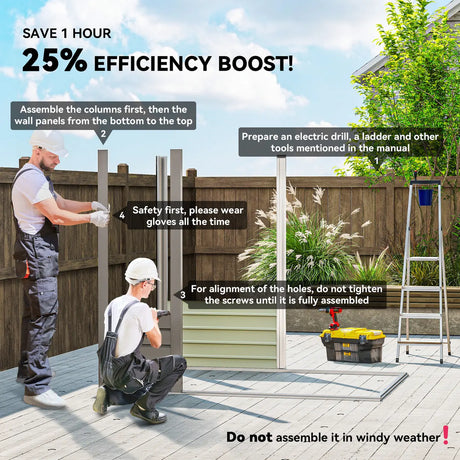 Outsunny 4 x 6ft Galvanised Metal Garden Shed, with Locking Door - Grey