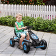 HOMCOM Kids Pedal Go Kart, with Adjustable Seat, Inflatable Tyres - Blue