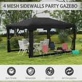 Outsunny 4 x 3 m Party Tent Wedding Gazebo Outdoor Waterproof PE Canopy Shade with Panel