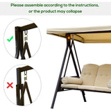 Outsunny Swing Chair Hammock Chair 3 Seater Canopy Cushion Shelter Outdoor Bench Steel Beige