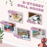 AIYAPLAY 2 Levels Dolls House with 13 Furniture Pieces, Play Set with Balcony, for Ages 3-6 Years, Multicoloured