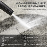 DURHAND 1800W High Pressure Washer, 150 Bar Pressure, 510 L/h Flow, High-Performance Portable Power Washer Jet Wash Cleaner with 6M Hose and Hose Reel for Garden, Car, Furniture, Yellow