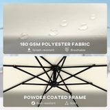 Outsunny 3 m Garden Cantilever Parasol with Cross Base, Sandbag, 360 Rotating Overhanging Banana Umbrella, Cream White