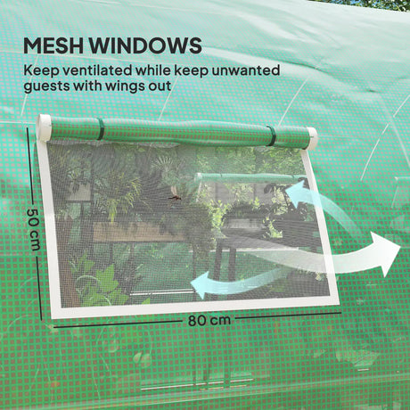 Outsunny Polyethylene Upgraded Structure Walk-in Polytunnel Greenhouse, 6 x 3(m), Green