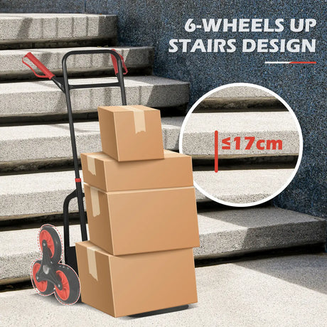 DURHAND Steel Folding Hand Truck, Heavy Duty Foldable Trolley on Wheels, Multi-Purpose Sack Truck Moving Trolley, 120kg, Red