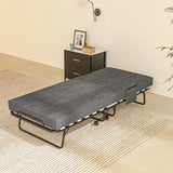 HOMCOM Single Steel Frame Folding Bed, with Wheels - Black/Grey