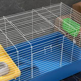 PawHut Chinchillas Small Rabbit Guinea Pig Small Animal Cage, Pet Playhouse, with Platform, Ramp, 99 x 52 x 53cm, Blue