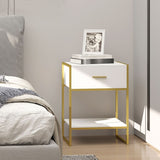 HOMCOM Bedside Table, Modern Side Table with Drawer and Shelf, Nightstand for Bedroom, White