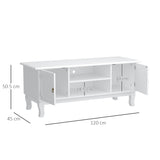HOMCOM TV Unit up to 55", 2 Doors TV Cabinet with Open Storage Shelves and Cable Management for Living Room, Bedroom, Entertainment Room, 120L x 45W x 50.5H, White