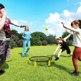 SPORTNOW Spike Ball Set, Mini Beach Games Set with Net, 3 Balls and Ball Pump, Portable with Carrying Bag for Outdoor Team Sports, Yellow