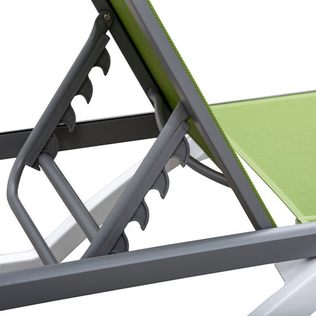 Outsunny Aluminium Frame Sun Lounger, with Adjustable Back - Green