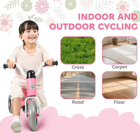 AIYAPLAY Toddler Balance Bike with No Pedal, 3 Silence Wheels for 12-36 Months Boys and Girls, Indoor Outdoor, Pink