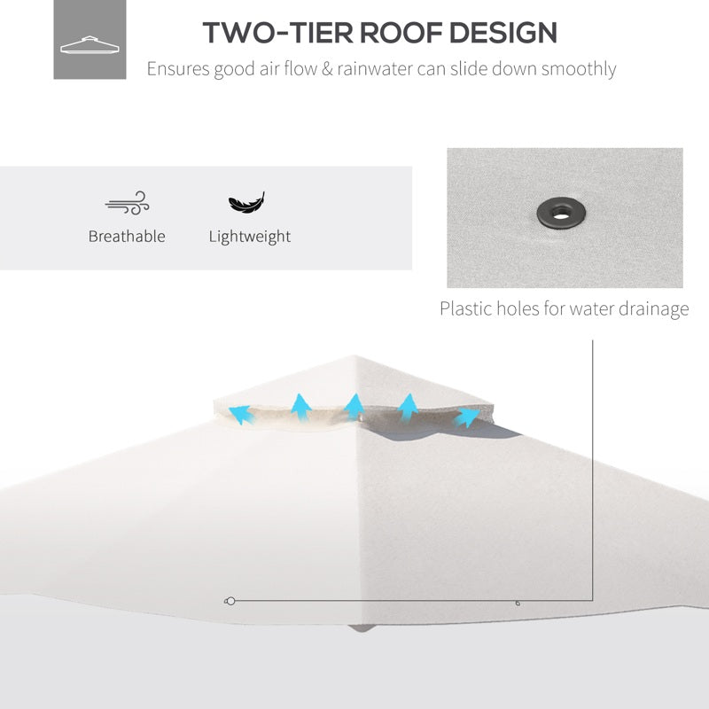 Outsunny 3x3(m) Replacement Gazebo Canopy, Double Tier Roof Top for Garden, Patio, Outdoor, Beige (TOP ONLY)