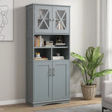Tall Bathroom Cabinet with Acrylic Doors and Adjustable Shelves-Grey
