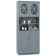 Tall Bathroom Cabinet with Acrylic Doors and Adjustable Shelves-Grey